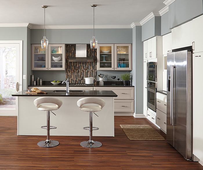 White cabinets and contrasting countertops